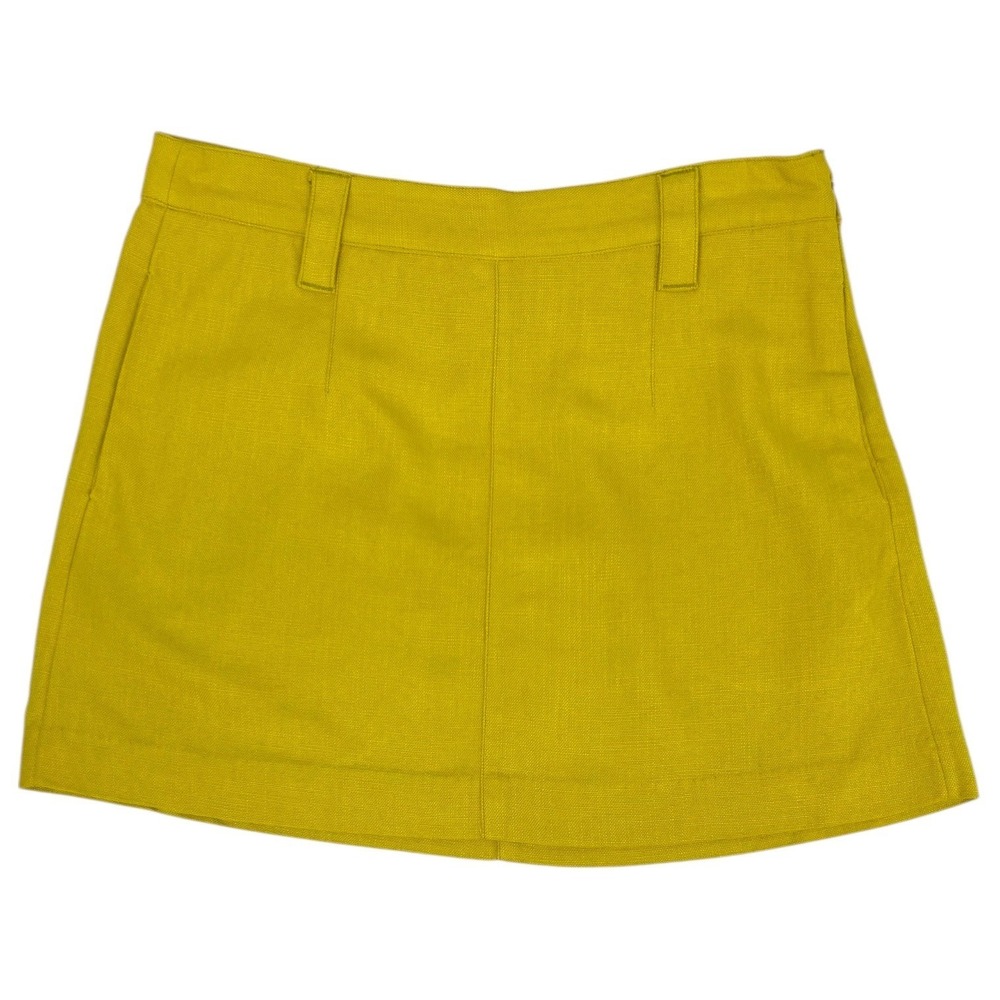 Free People‎ Linen Blend Mini Skirt Womens Size 2 Chartreuse Yellow NWT